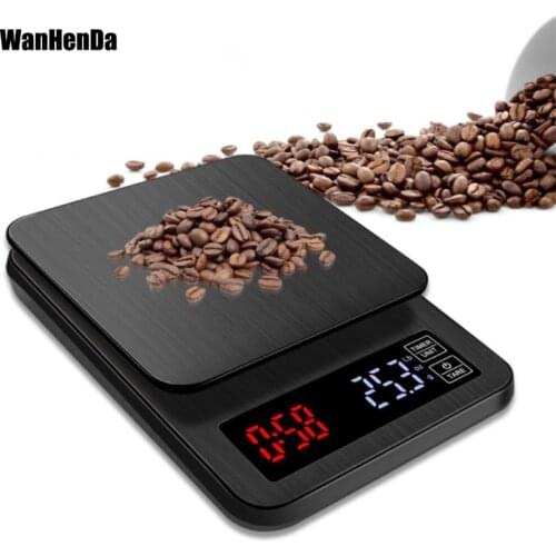 3kg/0.1g LCD Digital Weight Coffee Scales Portable Mini Balance Electronic Timer Kitchen Coffee Food Scale Black