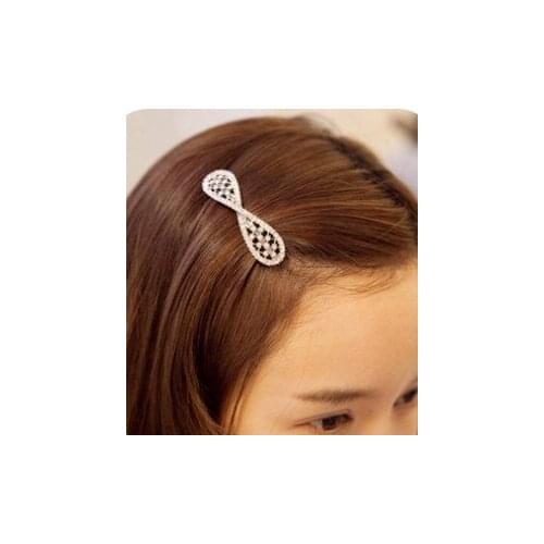Cheap imitation sparkling Rhinestones hairpin Korean models fine jewelry and beautiful bow side clip wholesale free shipping