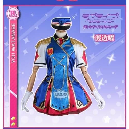 Hot Anime LoveLive!Sunshine!! Watanabe You Cosplay Costumes Happy Party Train Uniform Dress XS-XL Or Custom-Make Any Size