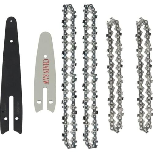 HOT-6Pcs 4/6Inch Chains And Guides Set For Mini Pruning Saw Electric Saw High Quality And Durable Chainsaw Accessories