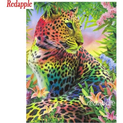 Leopard painting 5D DIY Diamond Painting Full Square round Drill Diamond Embroidery Cross Stitch Kits color Animal Mosaic Decor