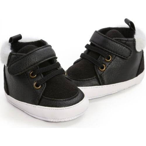 Infant Baby Boys Girls High-Top PU Leather Sneakers Soft Anti-Slip Sole Warm Toddler Newborn Prewalker First Walking Crib Shoes