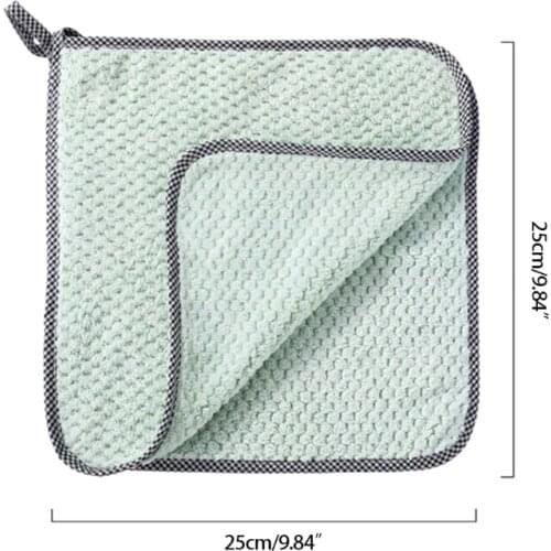 M76F 5pcs Kitchen Daily Dish Towel Dishes Cloth Non-Stick Oil Thickened Table Cleaning Cloth Absorbent Scouring Pad