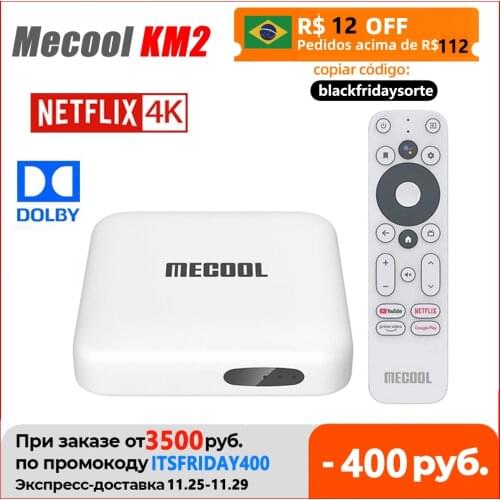 Mecool KM2 Amlogic S905X2-B Smart TV Box Android 10 DDR4 2GB 8GB SPDIF Ethernet WiFi Prime Video support Dolby Audio Netflix 4K