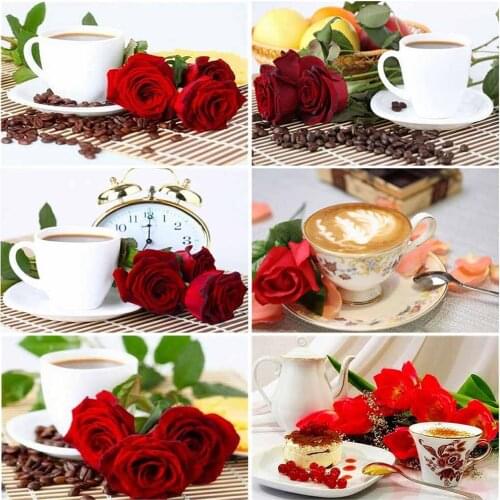 MomoArt 5D DIY Diamond Painting Red Rose Cross Stitch Full Square Diamond Embroidery Flower Handmade Gifts Home Decoration