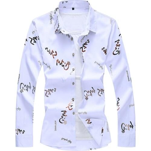Spring and Autumn Men Flower Shirt Long Sleeve Fashion Casual Top Large Size 7xl Camisa Masculina