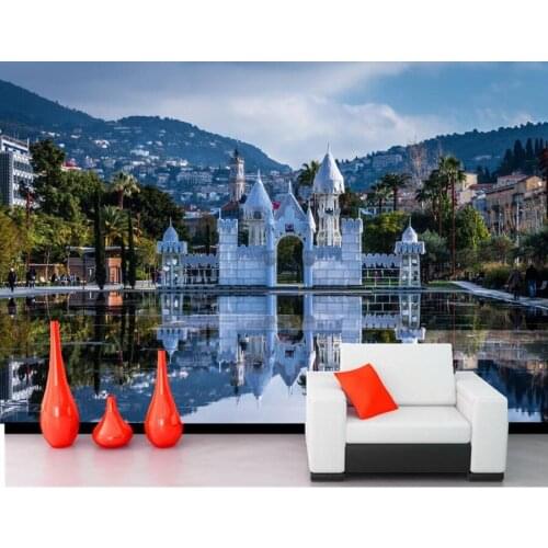 Custom mural wallpaper papel de parede,France Houses Pond Design Nice Cities wallpapers,living room sofa tv wall 3d wall papers