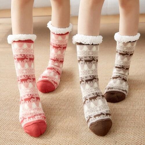 Newly Fuzzy Socks Cute Colorful Warm Plush Soft Slipper Sock Christmas Sleep Stocking For Women Girls