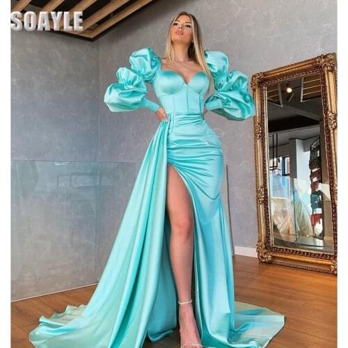 Prom Dresses Long with Sleeves Sweetheart Plus Size 2021 Satin Dress Formal Dresses for Women