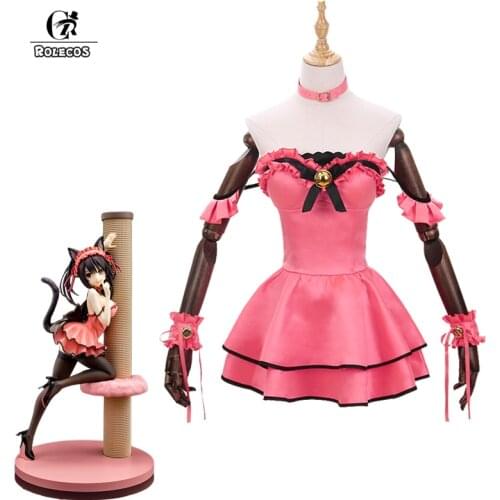 ROLECOS Date A Live Kurumi Tokisaki Cosplay Sexy Costume Anime Cosplay Kurumi Tokisaki Cat Costume Lolita Dress Halloween