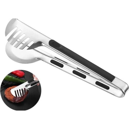 Comb Shaped Food Tongs Stainless Steel Salad Bread Serving Tong Non-Stick Kitchen Barbecue Grilling Cooking Tong