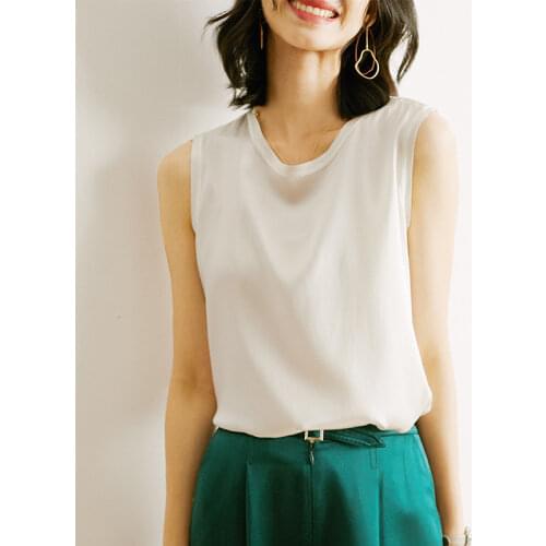 Silk satin camisole for womens outer wear, suits, with tide mulberry silk bottoming, sleeveless silk top, summer big size