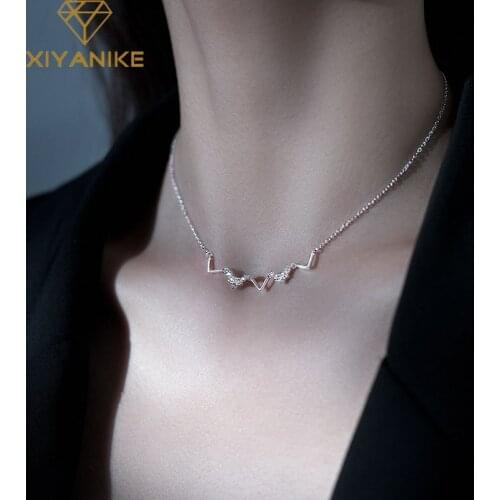 XIYANIKE Real 925 Sterling Silver Trendy Chain Necklace for Women Couples Simple Geometric V Shape Elegant Bride Jewelry Gifts