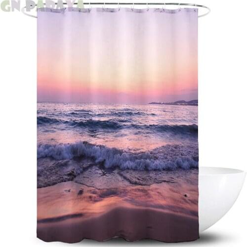 Beach at dusk sea Bath Curtain farmhouse decor Waterproof Polyester tropical pattern landscape Shower Curtains Screen with Hook