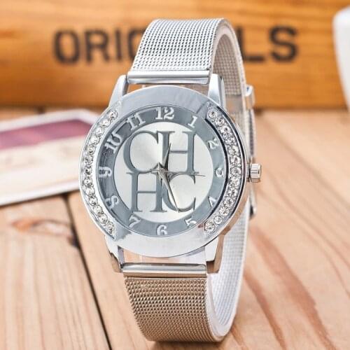 Reloj Mujer 2020Women Simple Classic Wristwatches Fashion Women Crystal Silver Stainless Steel Quartz Wrist Watch Relogio