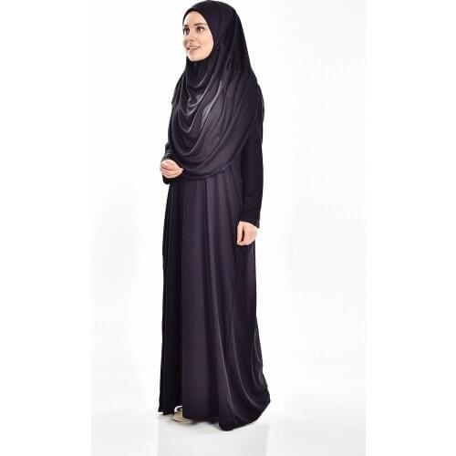 Women Muslim One Piece Prayer Dress Long Jilbab Islamic Abaya Clothes Hajj Umrah Prayer Outfit Long Khimar Headcover Saudis