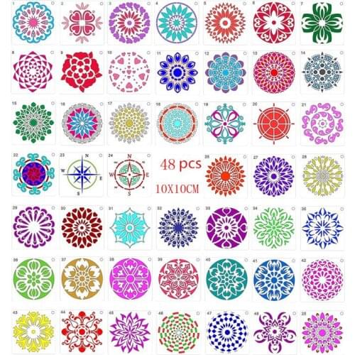 1 Set Mandala Stencils For Wood Tiles Fabric Wall Stencil Painting DIY Home Decoration Drawing Laser Cut Template