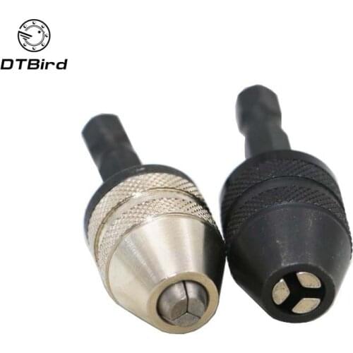 1pc Keyless Drill Chuck Screwdriver Impact Driver Adapter 1/4 '' Hex Shank Drill Bit Tool Sliver Black Color