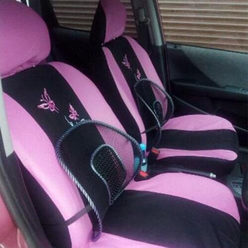 4PCS/9PCS/Set Car Seat Cover Set For Women Accessories Interior Embroidery Pink Automobiles Universal Cars Seat Cover