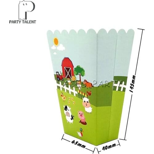 8pcs/Lot Popcorn Box For Kids Children Farm Animals Theme Birthday Party Baby Shower Decoration Supplies