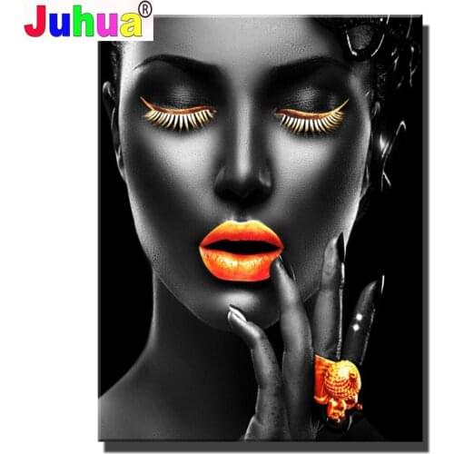 5D DIY Diamond Painting Golden Beauty Fashion model girl with Golden make up Pattern Cross Stitch 5D Diamond Embroidery Sale