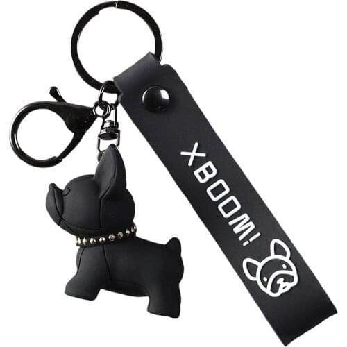 French Bulldog Keychain PU Leather Dog Xmas Animal Keychains for Women Bag Pendant Jewelry Car Key Ring Key Chain Lobster Clasp