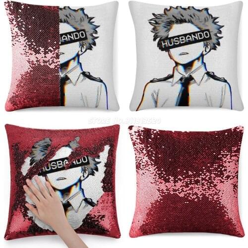 Shinso Husbando Sequin Pillowcase Glitter Pillow Case for Sofa Decorative Party Boku No Hero Academia Shinso Shinsou Hitoshi My