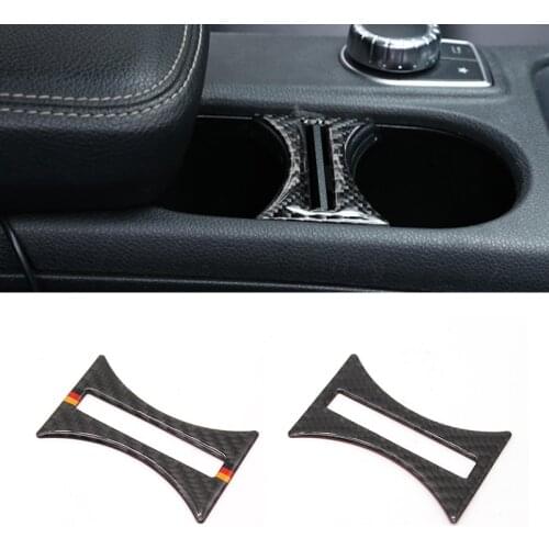 For Mercedes Benz A GLA CLA Class W176 X156 C117 2014 2015 2016 2017 Carbon Fiber Interior Water Cup Holder Decor Cover Trim