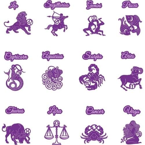 Twelve Constellations Libra Virgo Aries Taurus Gemini Metal Cutting Dies for DIY Scrapbooking Embossing Paper Cards Craft