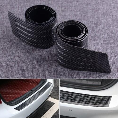 DWCX Universal Carbon Fiber Texture Rubber Car Rear Bumper Guard Protector Cover Sill Plate Trunk Strip Trim Moulding Styling
