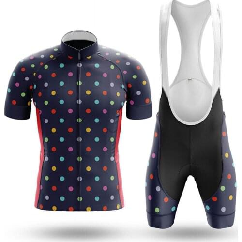 2021 Polka Dot Cycling Jersey Set Sport Team Bike Men Clothing Quick Dry Summer Sleeve Cycling Road Ride Shirt Bib Short Gel Pad
