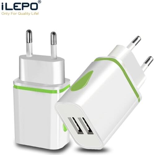 ILEPO USB Charger Travel Fast Charging Adapter Portable 2 Port Wall Charger Mobile Phone Chargers for iPhone12 XR Samsung Xiaomi