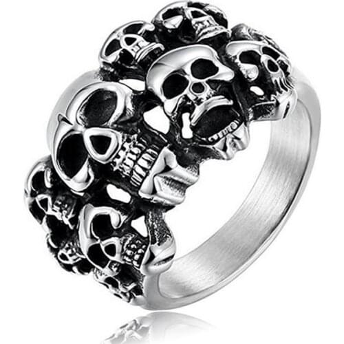 Stainless Steel Ring For Men Jewelry New Trendy Silver Color Punk Rock Style Skull Men Bands Male Ring Vintage Wholesale