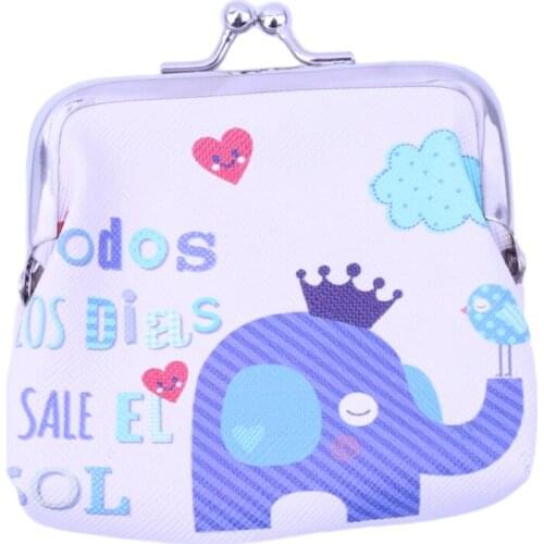 Cartoon Animal Leather Coin Purses Women Hasp Small Wallets Kids Girls Boys Cute Elephant Retro Mini Change Purse Lady Pocket