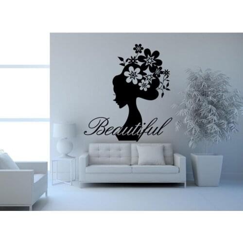 Beautiful DIY Art Girl head Wall Sticker Bedroom Living Room wedding decoration wall stickers muraux wallpaper