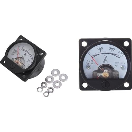 AC 0-300V Round Analog Dial Panel Meter Voltmeter Gauge with Class 2.5 Accuracy AC 0-5A Analog Panel Round Meter