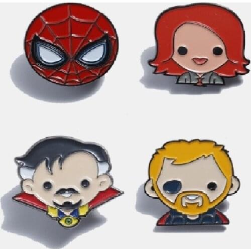 Marvel Cartoon Avengers Metal Badge Captain America Thor Bros. Doctor Strange Black Widow Hulk Fashion Enamel Pin Jewelry Gift