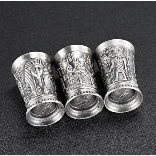 Movie The Revenant Same Style Retro Bronze Shot Glass Set 3D Relief Ancient Egypt Myth Cleopatra Rameses Ra Spirit Liquor Cup
