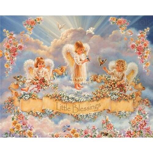 Cross Stitch Kit DIY Diamond Embroidery Three Little Angels Full Square/round Diamond Painting Mosaic Home Decor