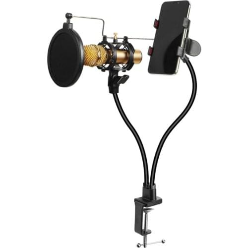 Tabletop Condenser Studio Microphone Tripod Mobile Phone Holder bm 800 Microphone Stand with Spider Shock Mount Karaoke mic
