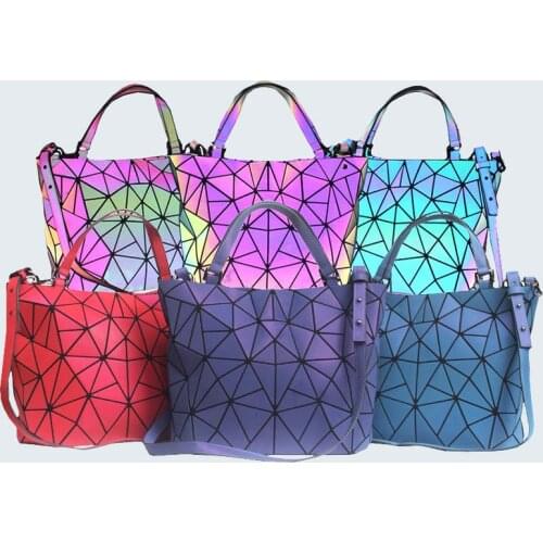 2021 New Red Blue Purple Luminous Womens Handbags Irregular Geometric Shoulder Bags Removable Shoulder Strap Tote Crossbody Bag
