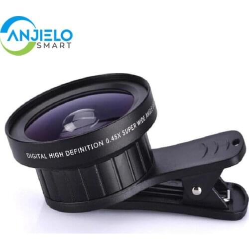 New 2 in 1 Smart Phone Lens 0.45X Wide Angle+12.5X Macro Lens Professional HD Phone Camera Lens For iphone Samsung