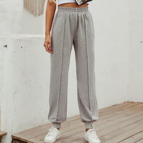 Solid Hight Waist Joggers Women Pants 2021 Autumn Loose Straight All-match Basic Trousers Ladies Casual Sport Womens Pant
