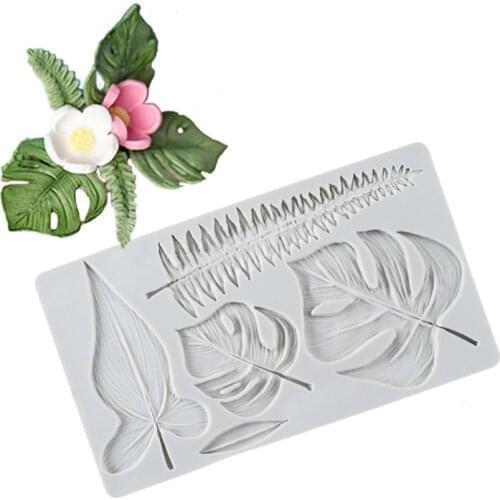 Wholesale 10 pcs Monstera Deliciosa Leaves Silicone Mold Sugarcraft Cupcake Baking Mold Fondant Cake Decorating Tools