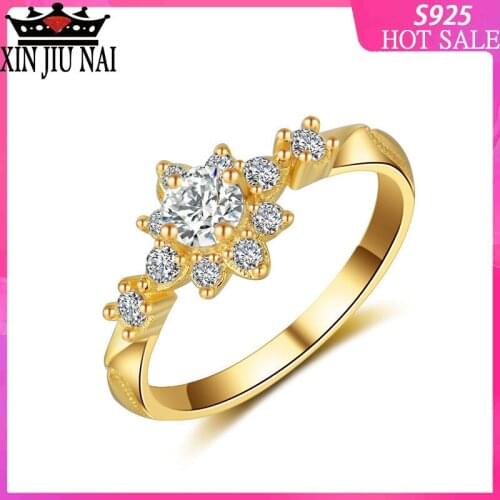 925 sterling silver Casual Gold Girl Star Ring Gold Engagement Party Star Fine Jewelry for Valentine Lovers ring