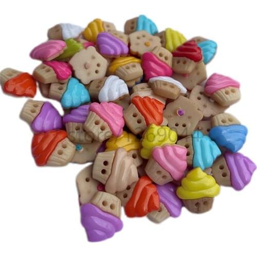 30pcs 16x16mm Ice Cream Shaped Plastic Buttons Shirt Sweater Button Sewing Accessories Baby Botone Scrapbook Embellishment