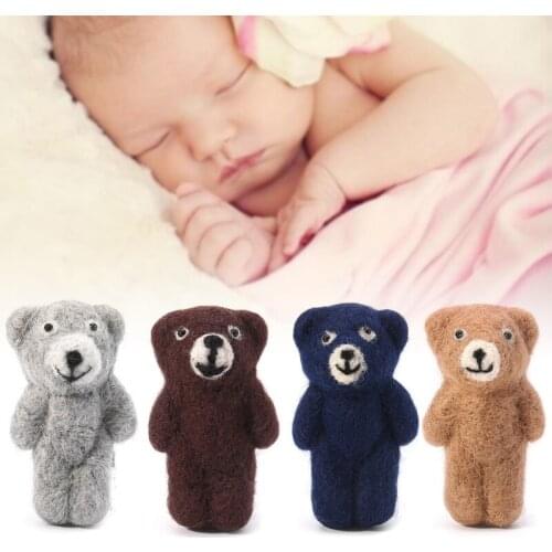 Newborn Photography Props Accessories Felt Knit Teddy Bear Infant Handmade Toy