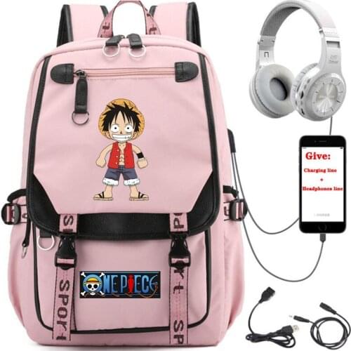 USB Charging teenagers Laptop packsack anime One Piece Luffy Zoro backpack student School book Bag Women men Travel Backpack