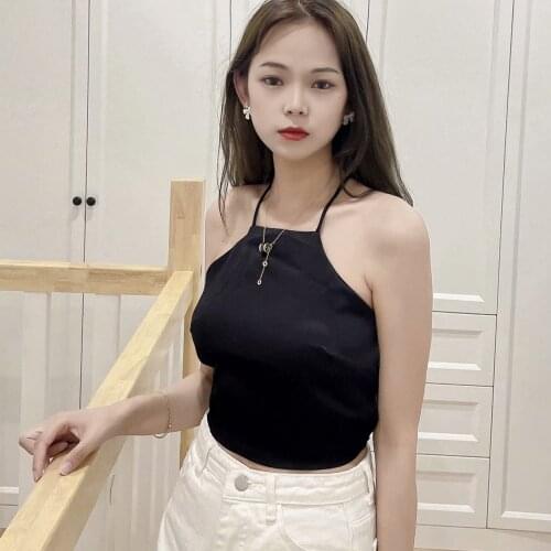 Evfer Sexy Lady Backless Long Drawstring Cross Lace Up Summer Black Short Tops Fashion Girl 2021 Za Sleeveless Chic Crop Tops