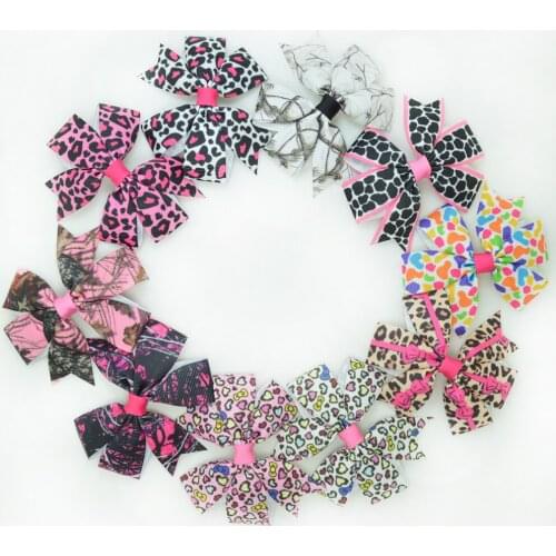 SUPWRF 10pcs/lot 3.1" Inch Leopard Printed ribbon Bows Clips Girls hair bow Headware Kids Hair Accessories MIX T0929